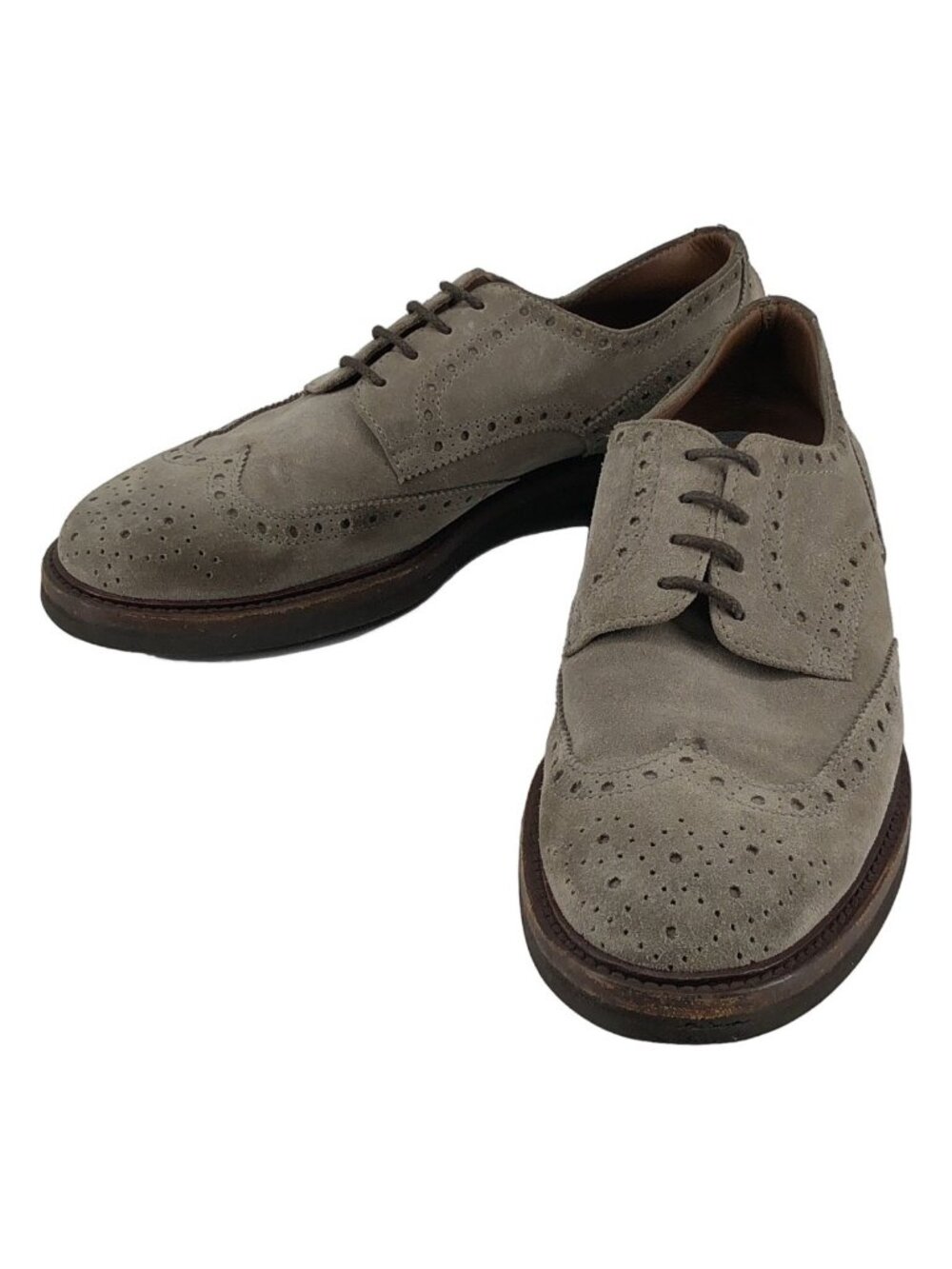 Brunello Cucinelli Suede Wingtip Lace Up Shoes Gray